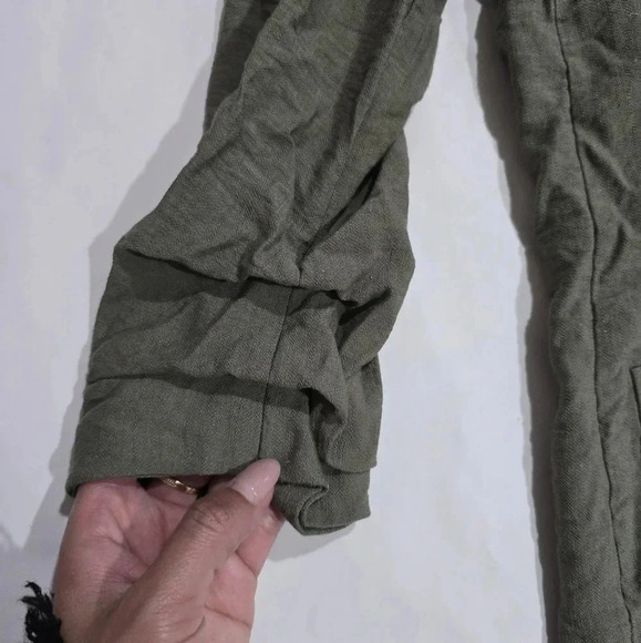 DKNY Size Small Open Front‎ Cardigan Jacket 3/4 sleeves Olive Green - Picture 5 of 9